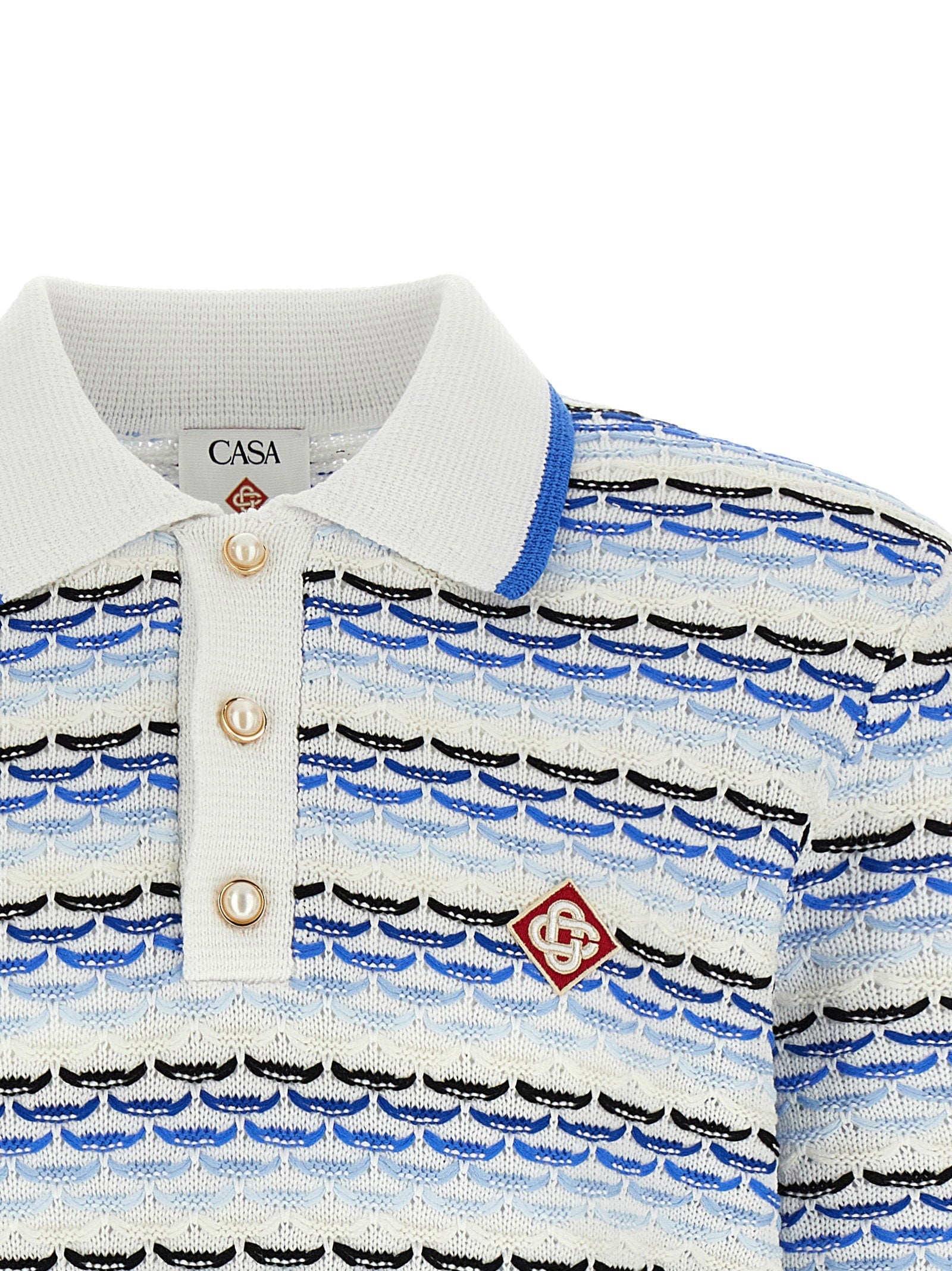 Casablanca Casablanca Tuck Stitch Long Sleeve Polo Shirt
