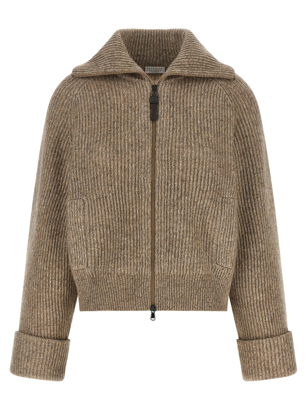 Brunello Cucinelli Brunello Cucinelli Shiny Zipper Pull Cardigan