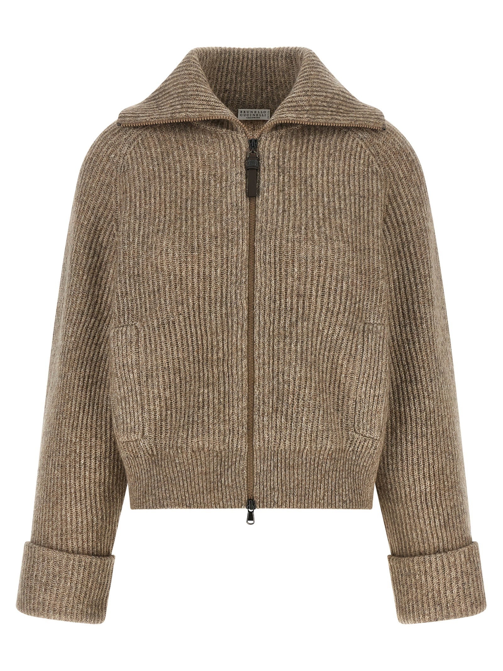 Brunello Cucinelli Brunello Cucinelli Shiny Zipper Pull Cardigan