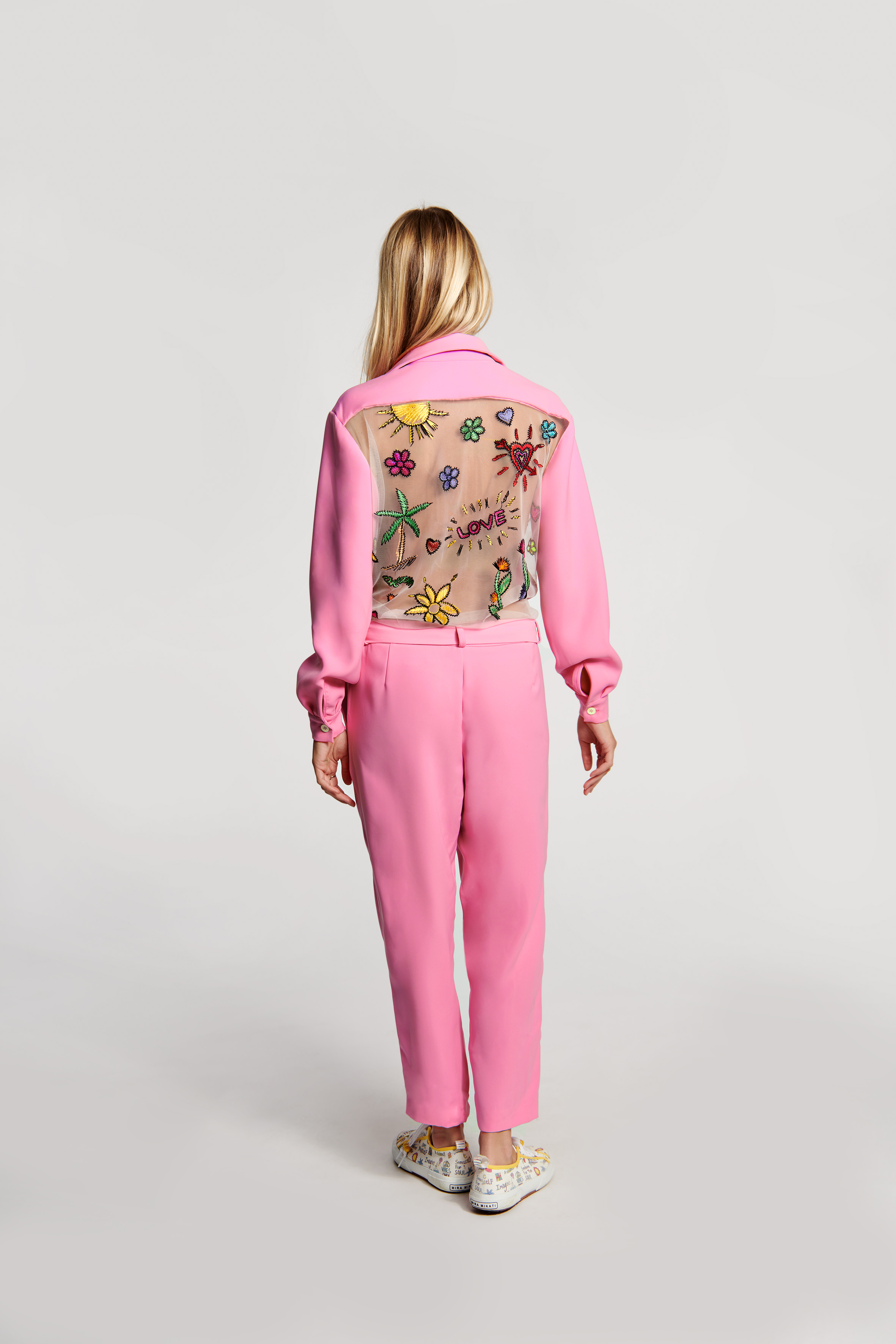 Embroidered Mesh Back Jumpsuit