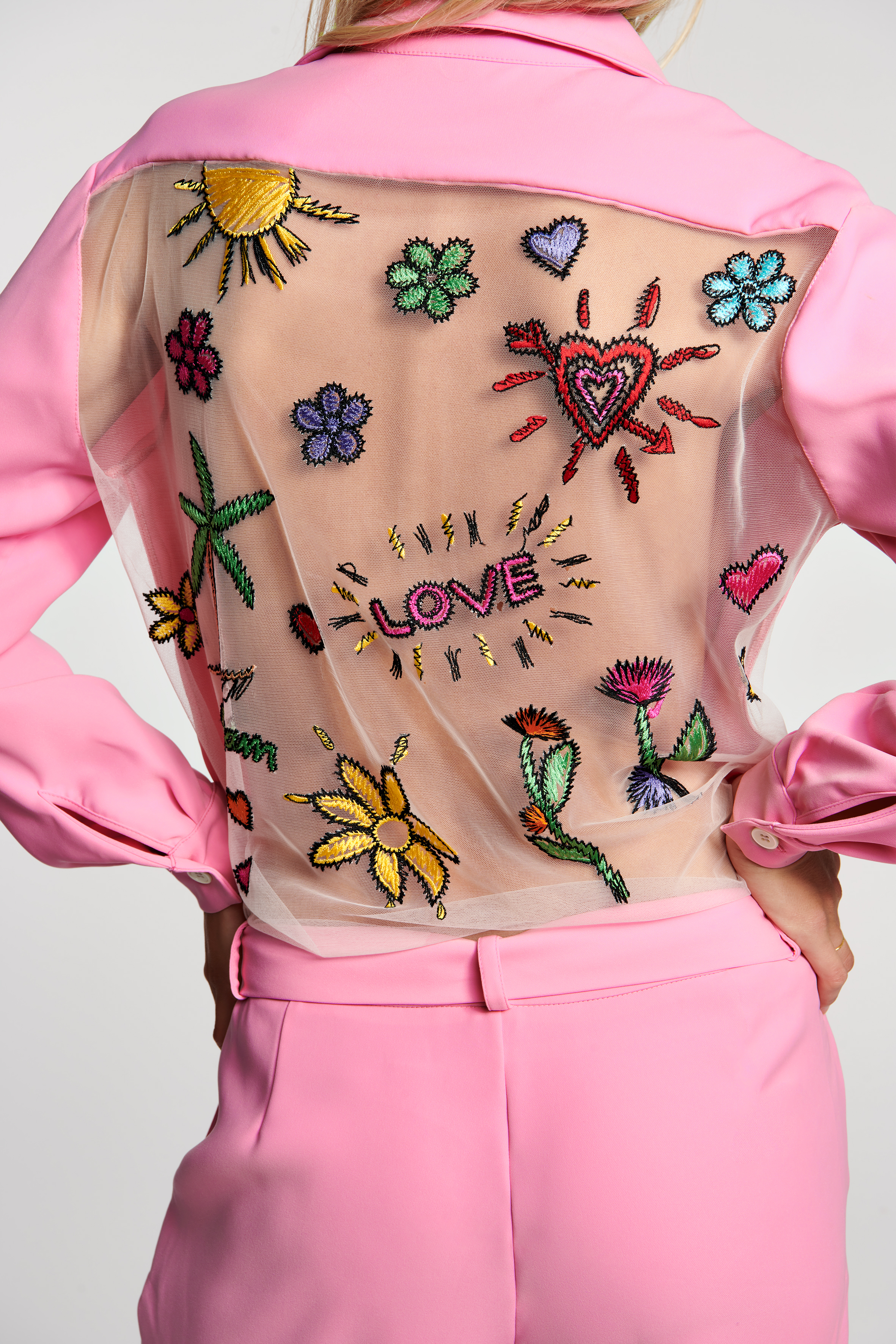 Embroidered Mesh Back Jumpsuit