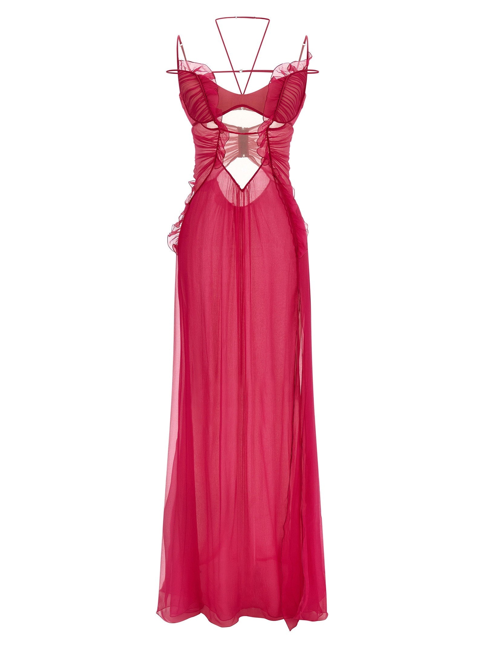 Nensi Dojaka Nensi Dojaka Frilled Gown With Cutouts Dress