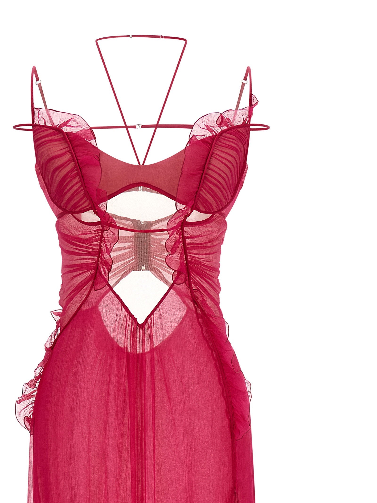 Nensi Dojaka Nensi Dojaka Frilled Gown With Cutouts Dress