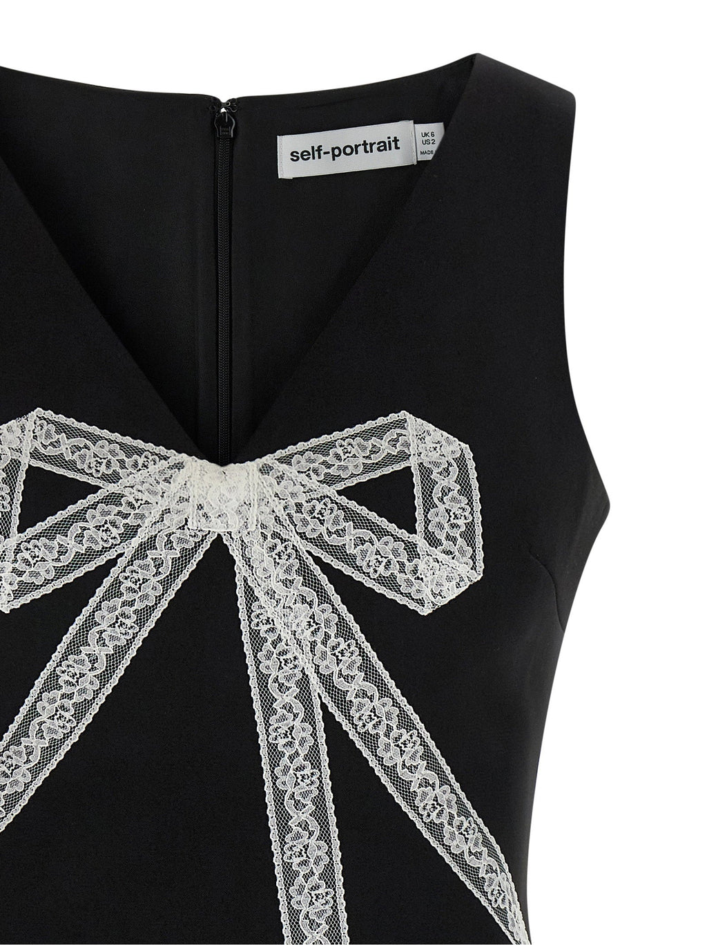 Self-Portrait Self-Portrait Black Crêpe Bow Lace Mini Dress