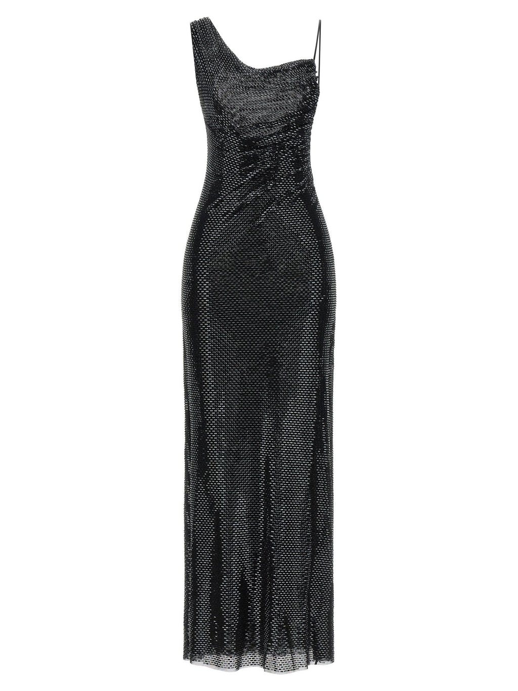 Self-Portrait Self-Portrait Black Rhinestone Draped Maxi Dress