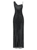 Self-Portrait Self-Portrait Black Rhinestone Draped Maxi Dress