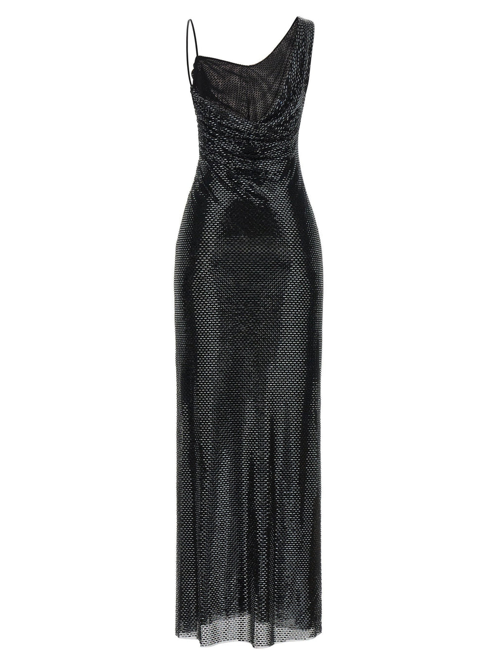 Self-Portrait Self-Portrait Black Rhinestone Draped Maxi Dress