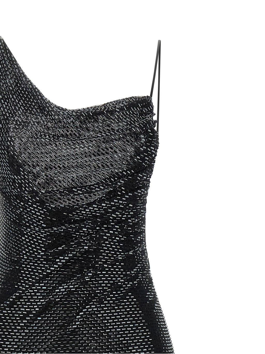 Self-Portrait Self-Portrait Black Rhinestone Draped Maxi Dress
