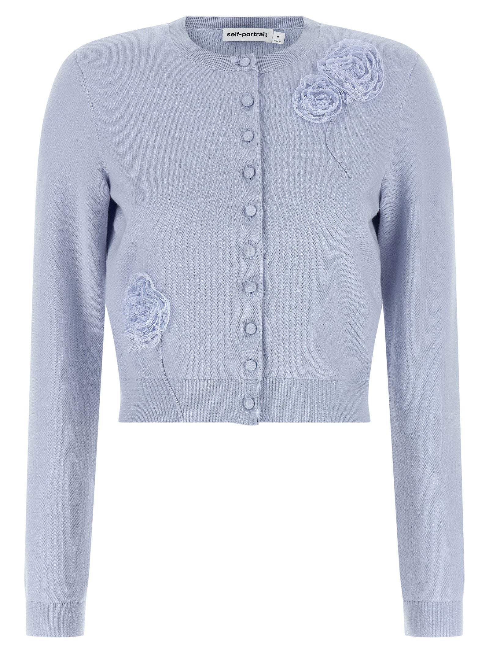 Self-Portrait Self-Portrait Blue Flower Knit Cardigan