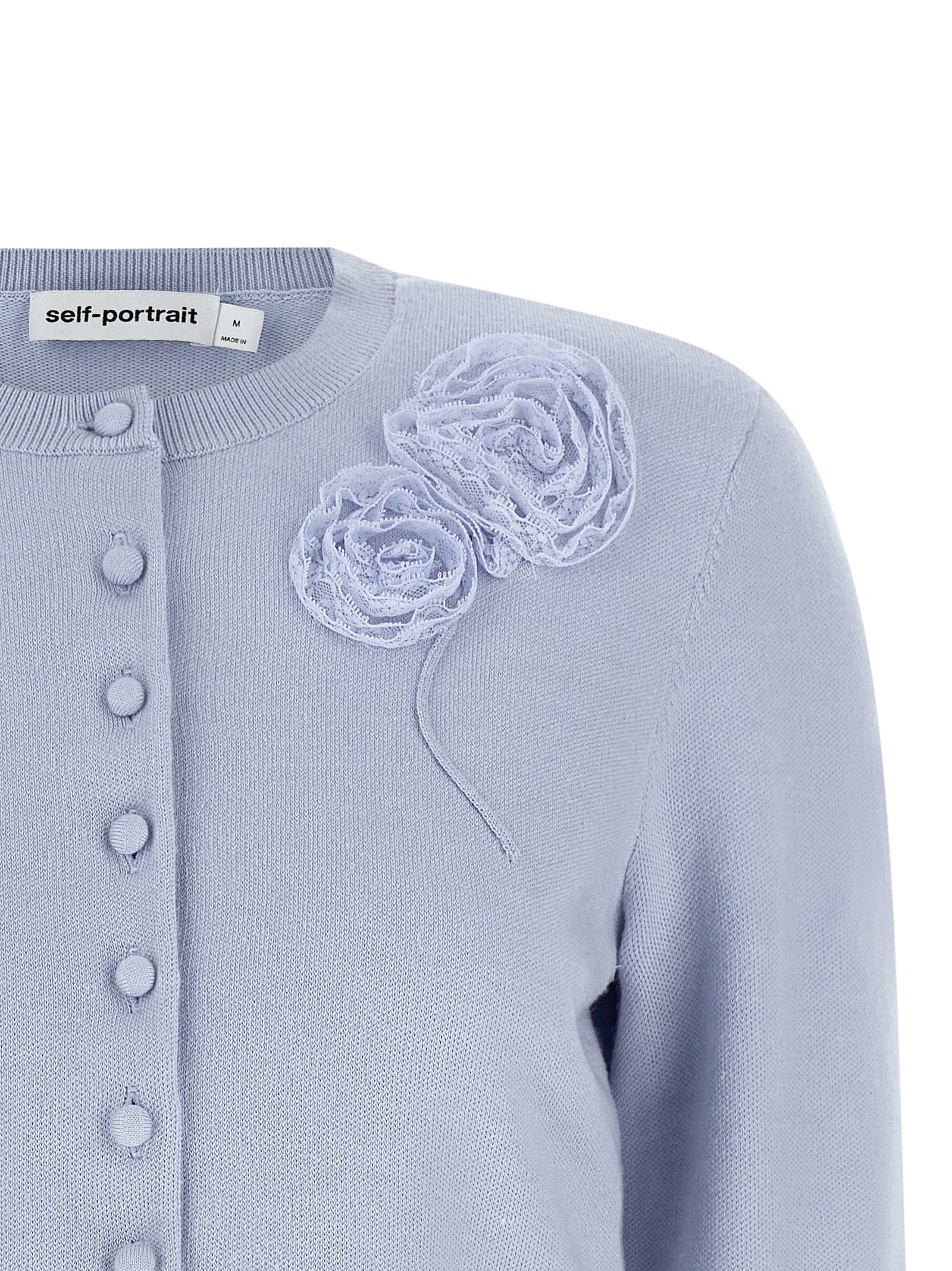 Self-Portrait Self-Portrait Blue Flower Knit Cardigan