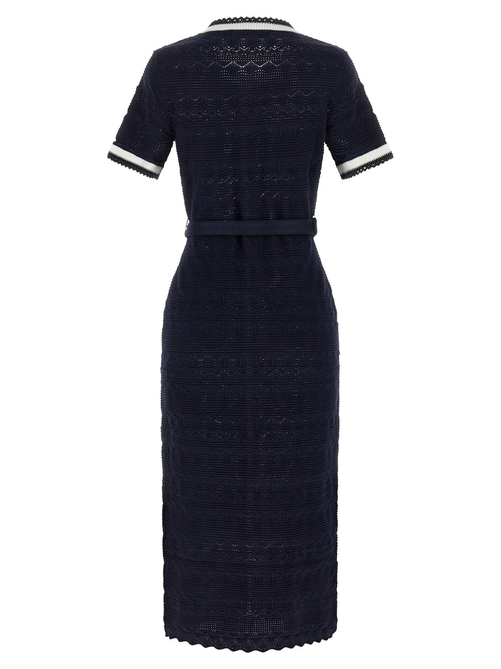 Self-Portrait Self-Portrait Navy Pointelle Knit Midi Dress