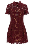 Self-Portrait Self-Portrait Burgundy Lace Mini Dress