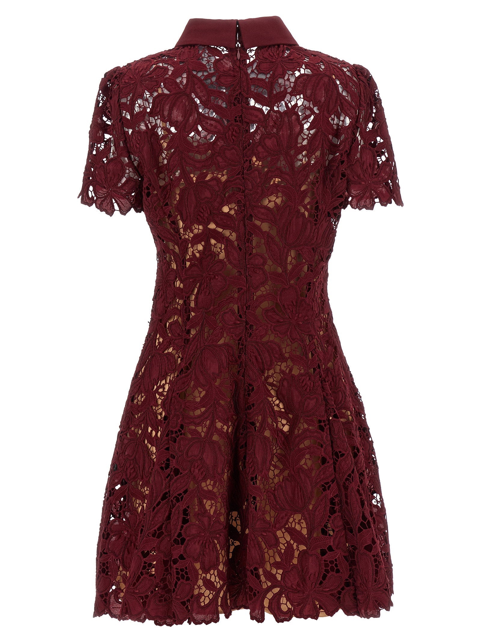 Self-Portrait Self-Portrait Burgundy Lace Mini Dress
