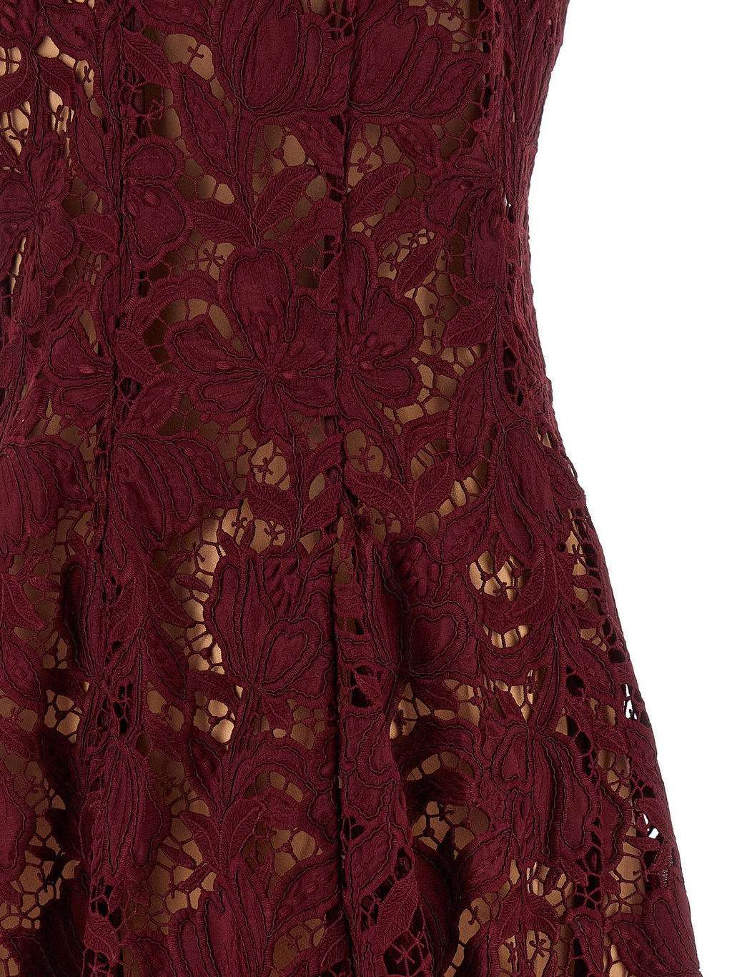 Self-Portrait Self-Portrait Burgundy Lace Mini Dress