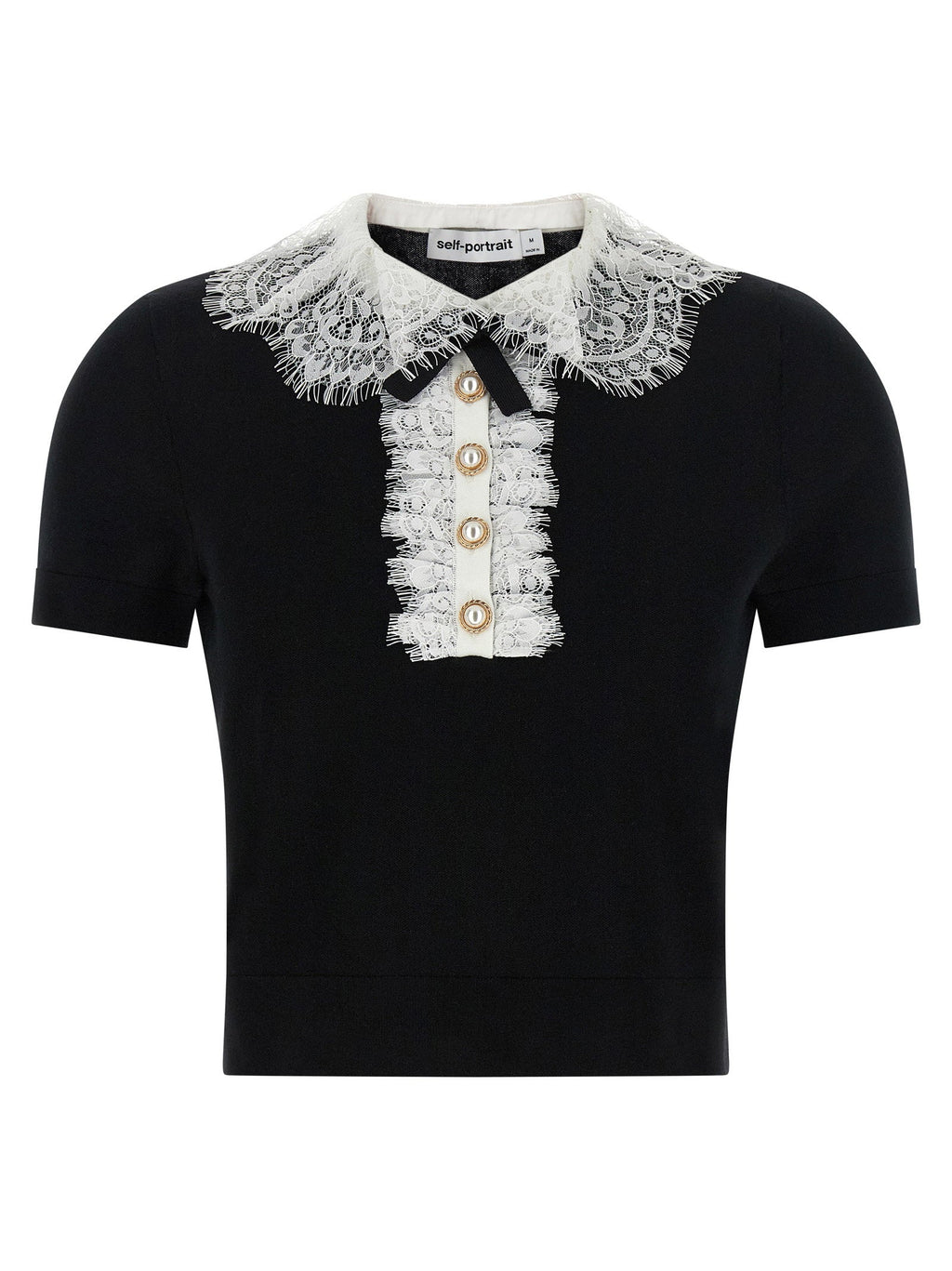 Self-Portrait Self-Portrait Black Knit Lace Collar Top