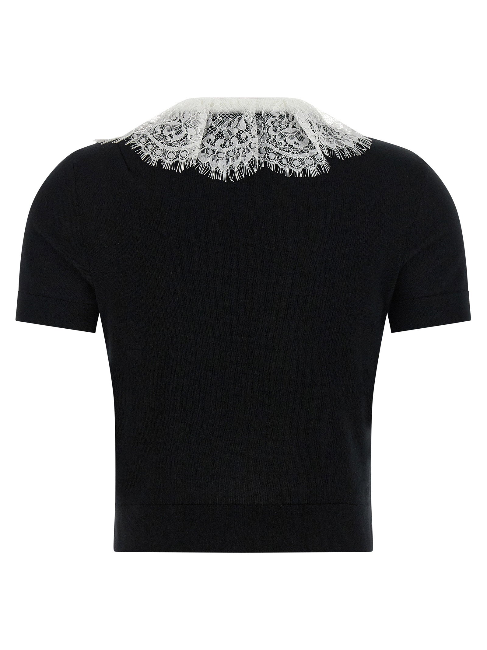 Self-Portrait Self-Portrait Black Knit Lace Collar Top