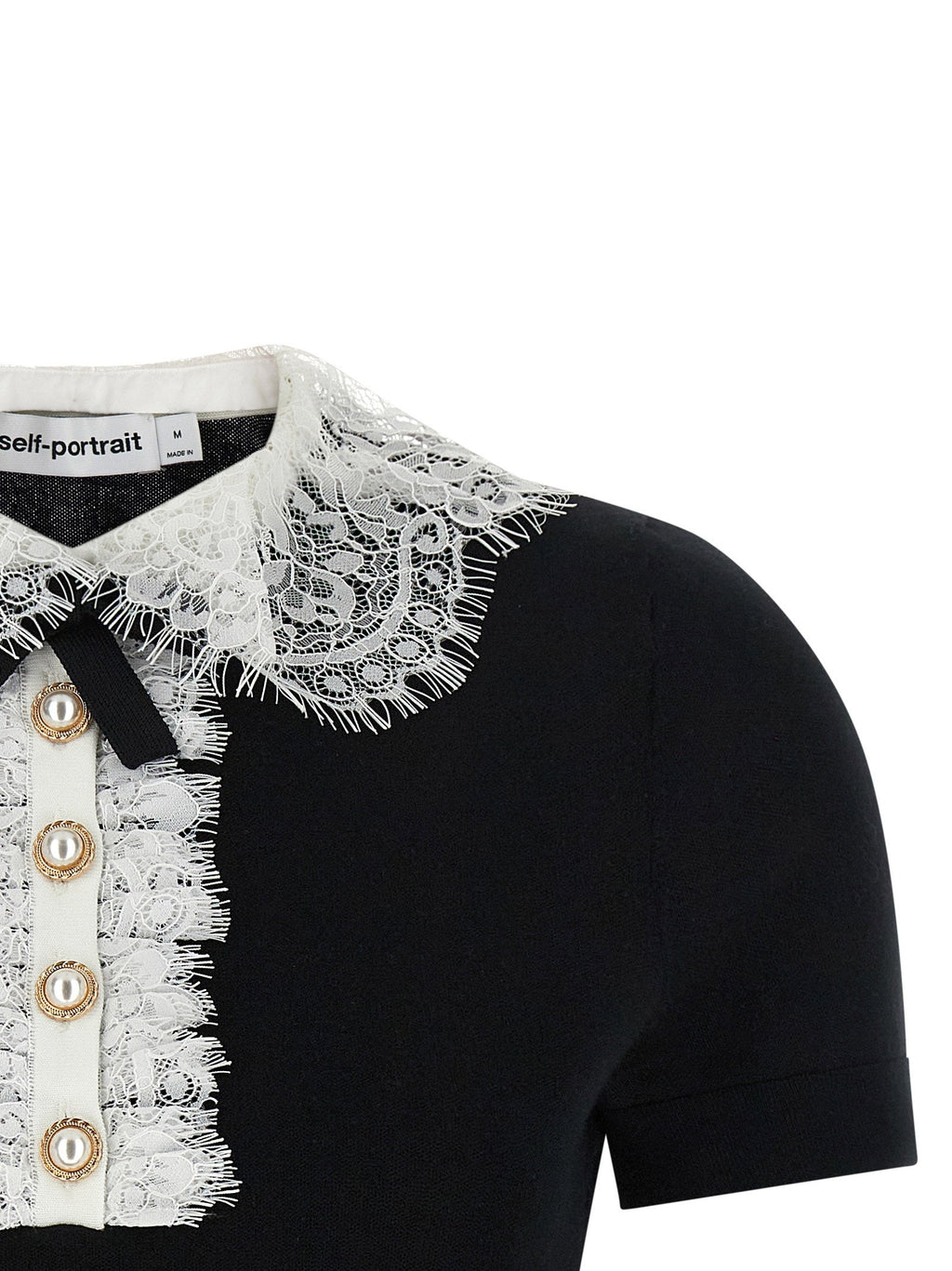 Self-Portrait Self-Portrait Black Knit Lace Collar Top