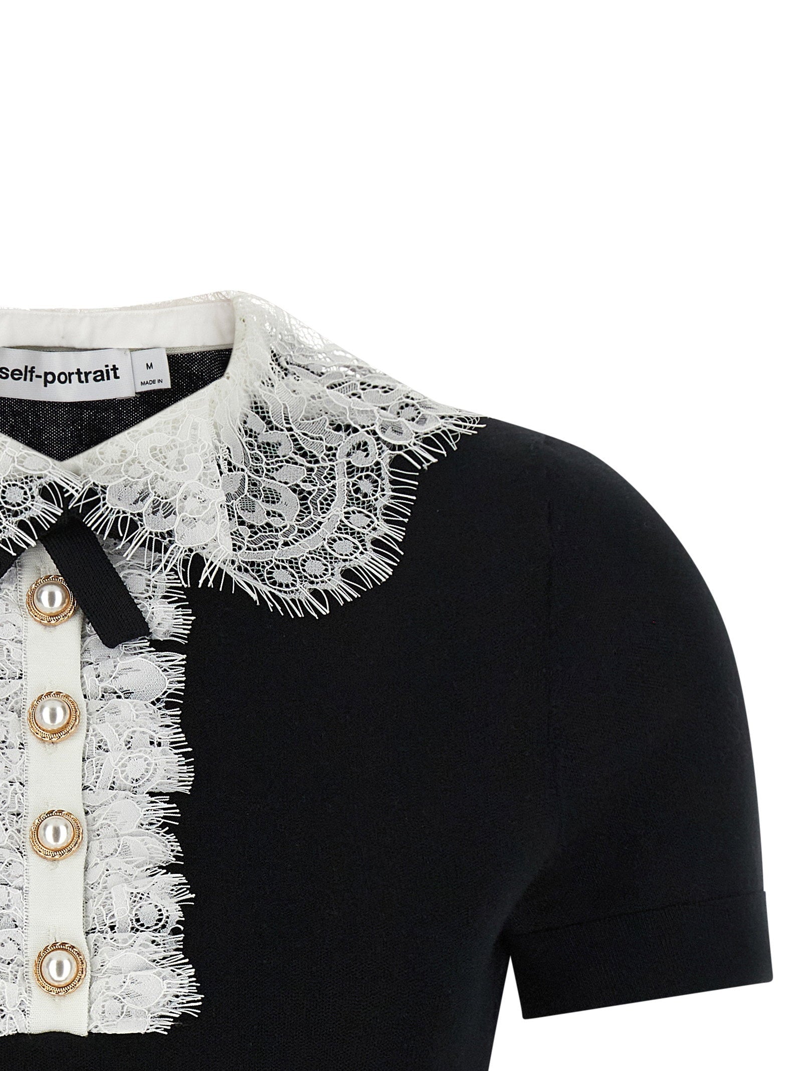 Self-Portrait Self-Portrait Black Knit Lace Collar Top