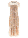 Self-Portrait Self-Portrait Pink Flower Sequin Embellished Midi Dress