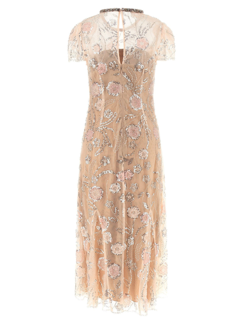 Self-Portrait Self-Portrait Pink Flower Sequin Embellished Midi Dress