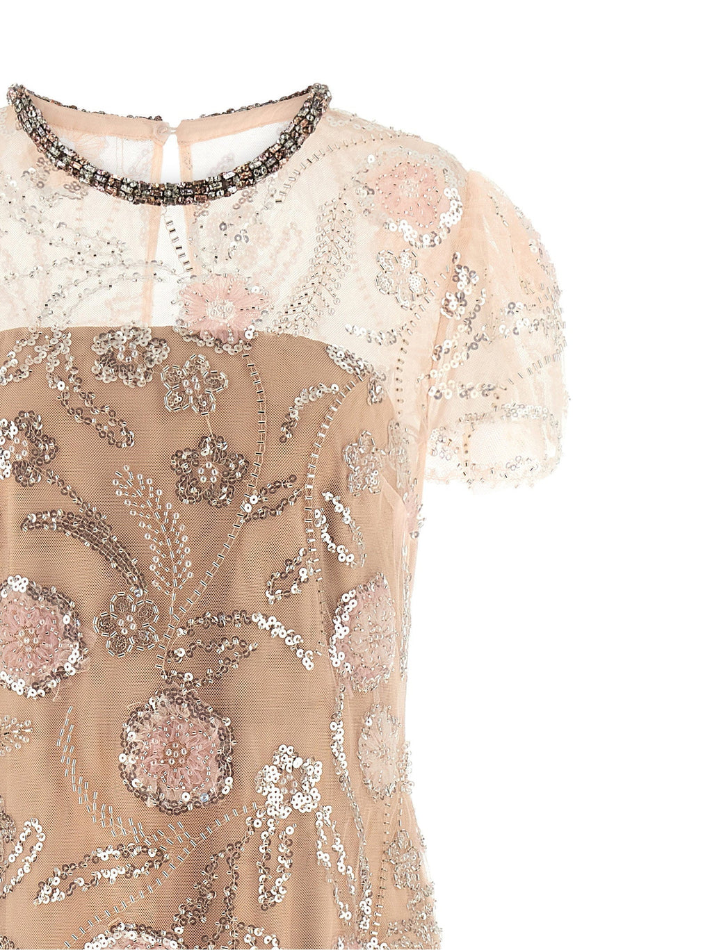 Self-Portrait Self-Portrait Pink Flower Sequin Embellished Midi Dress