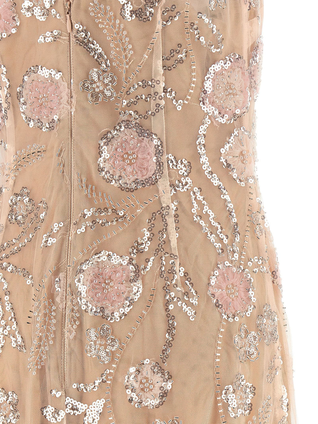 Self-Portrait Self-Portrait Pink Flower Sequin Embellished Midi Dress