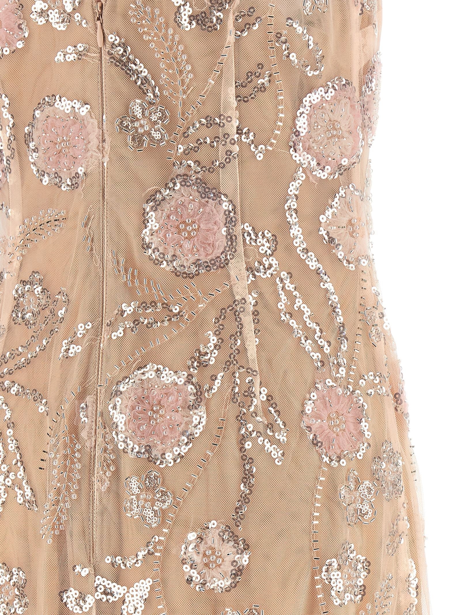 Self-Portrait Self-Portrait Pink Flower Sequin Embellished Midi Dress