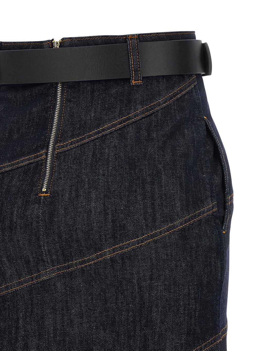 Self-Portrait Self-Portrait Indigo Denim Belted Midi Skirt