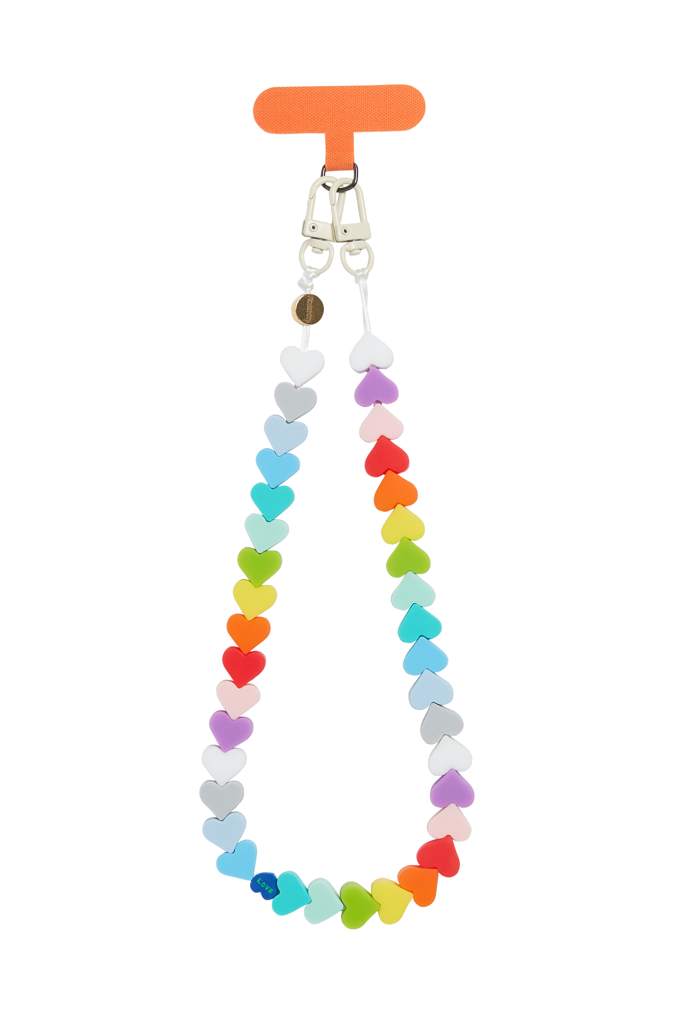Online Exclusive: Roberta Multi Colored Hearts Short Phone Strap