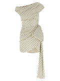 Self-Portrait Self-Portrait Polka Dot Satin Tie Side Mini Dress