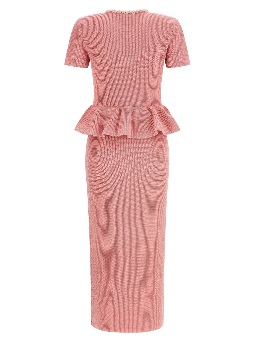 Self-Portrait Self-Portrait Pink Peplum Knit Midi Dress