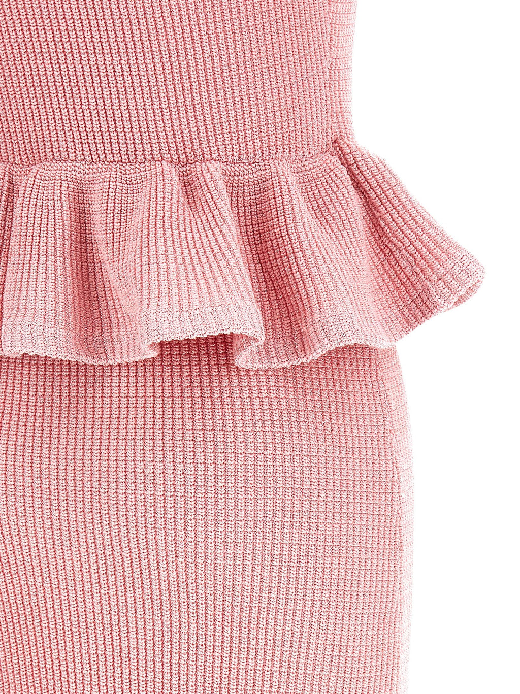 Self-Portrait Self-Portrait Pink Peplum Knit Midi Dress