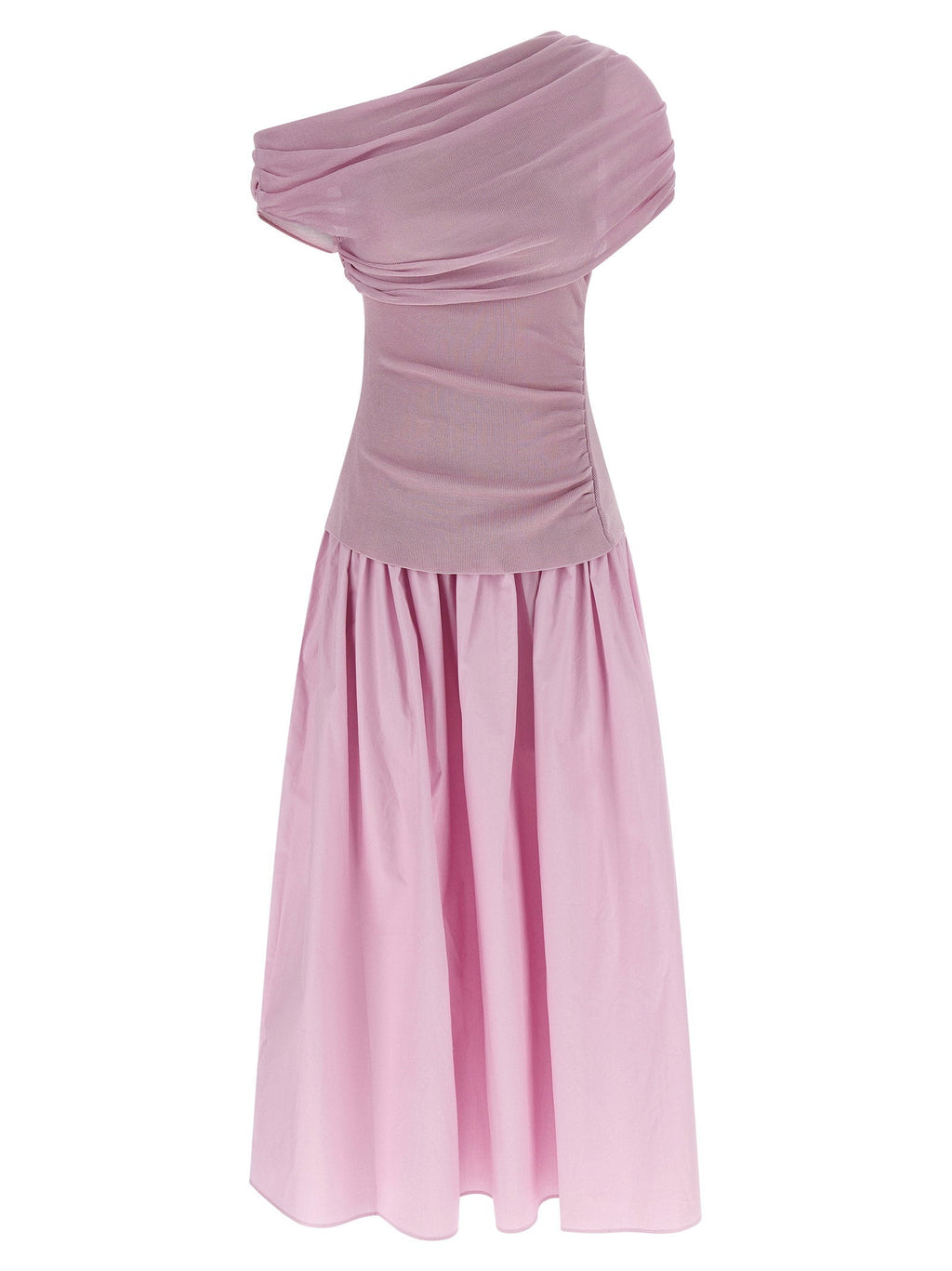 Self-Portrait Self-Portrait Pink Cotton Draped Knit Midi Dress
