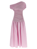 Self-Portrait Self-Portrait Pink Cotton Draped Knit Midi Dress