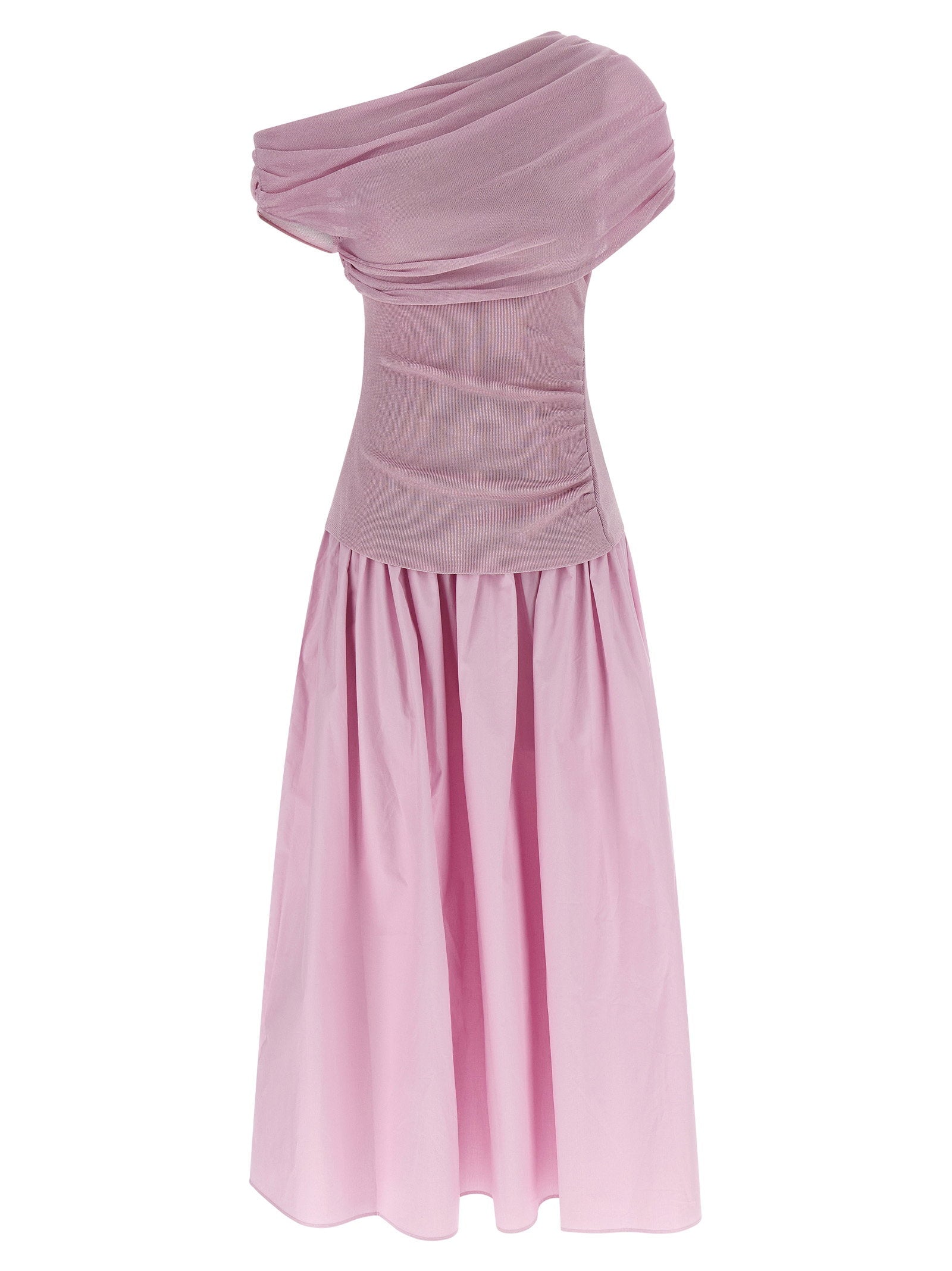Self-Portrait Self-Portrait Pink Cotton Draped Knit Midi Dress