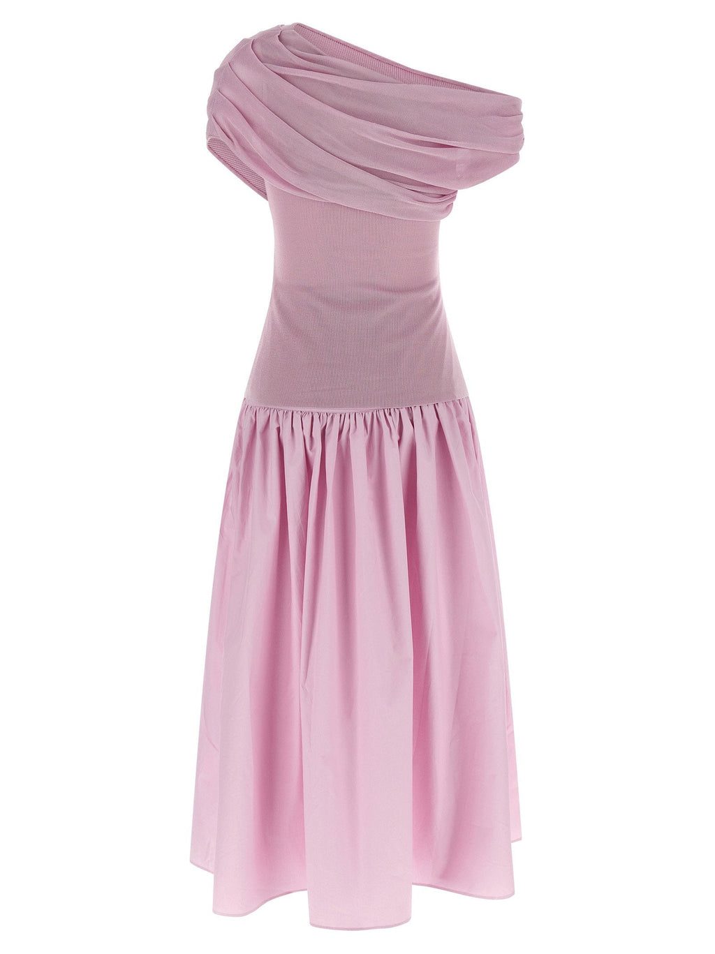 Self-Portrait Self-Portrait Pink Cotton Draped Knit Midi Dress
