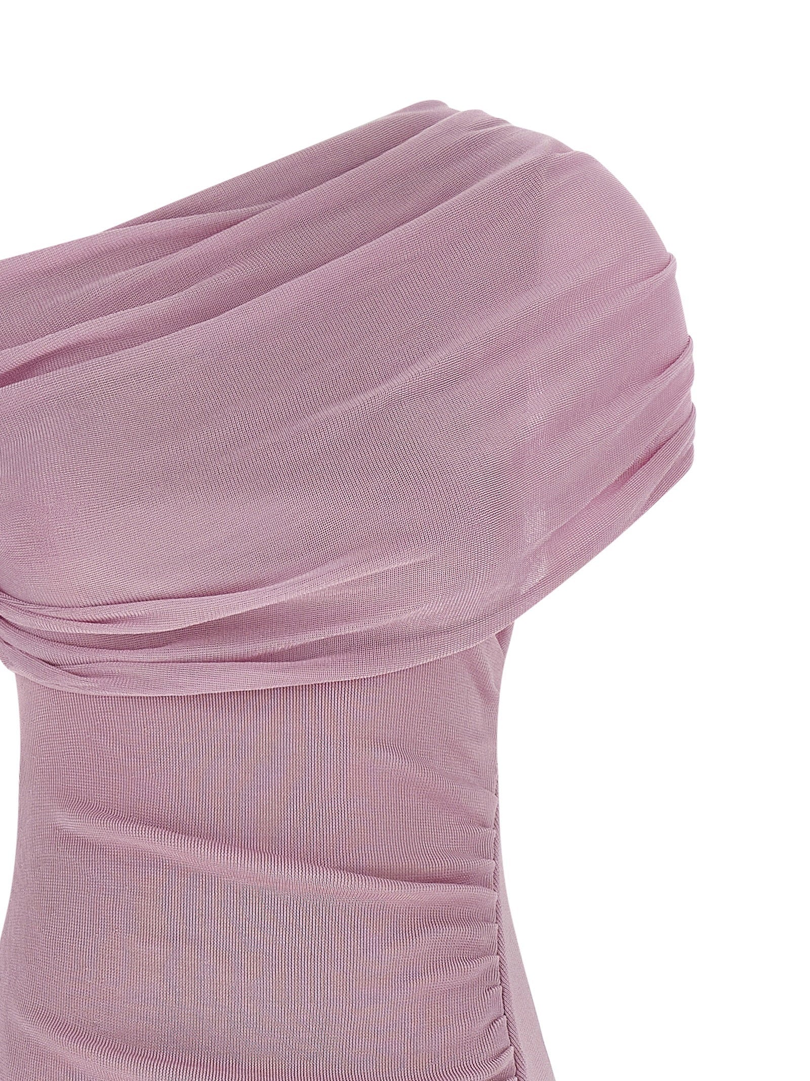 Self-Portrait Self-Portrait Pink Cotton Draped Knit Midi Dress