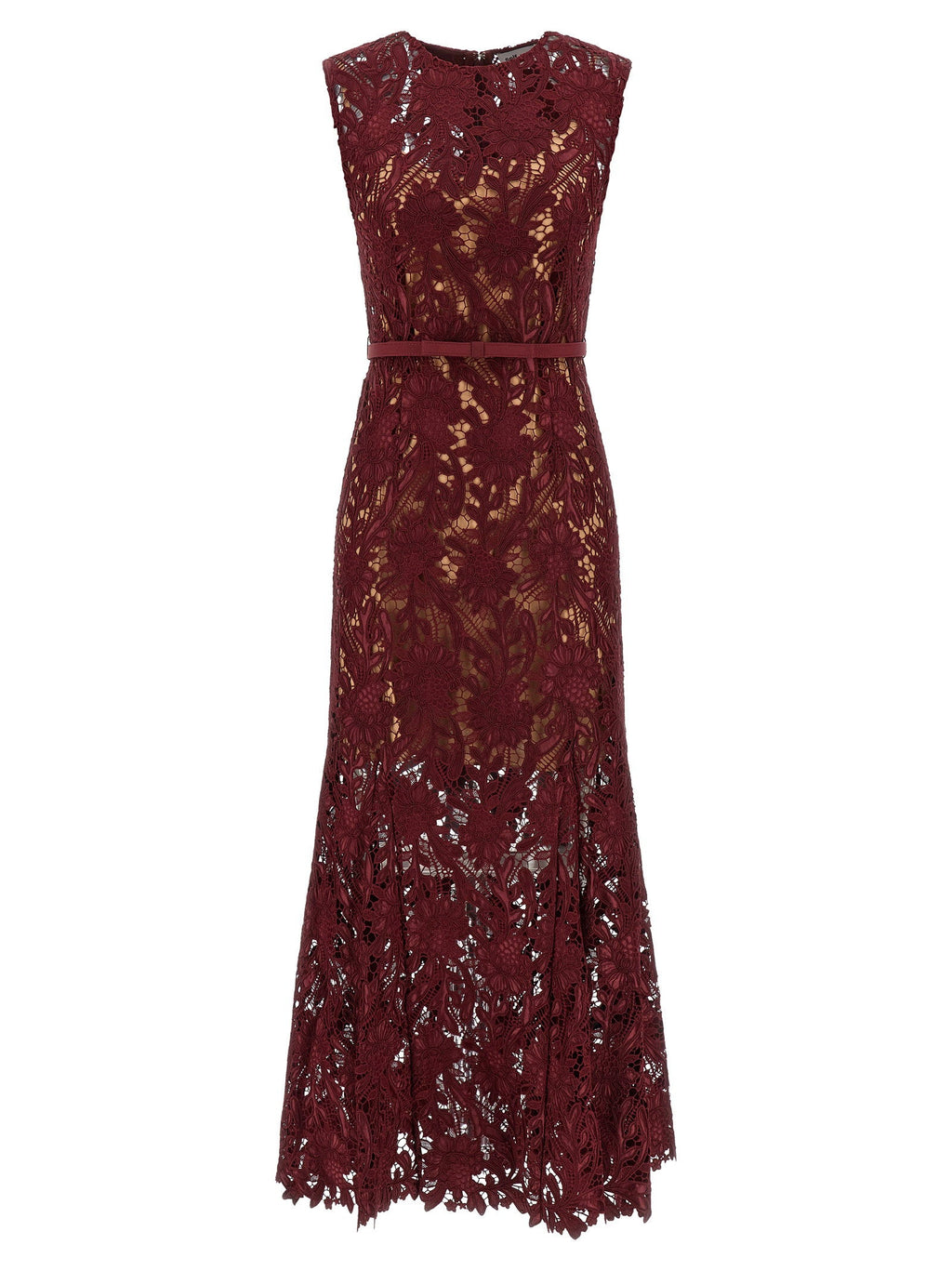 Self-Portrait Self-Portrait Burgundy Guipure Lace Midi Dress