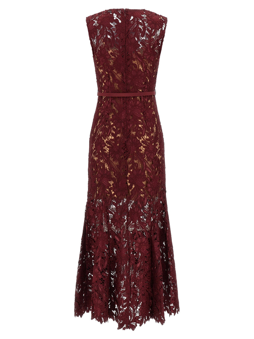 Self-Portrait Self-Portrait Burgundy Guipure Lace Midi Dress