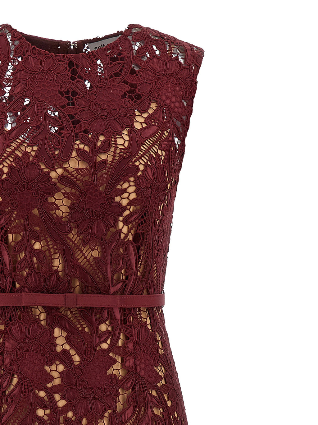Self-Portrait Self-Portrait Burgundy Guipure Lace Midi Dress
