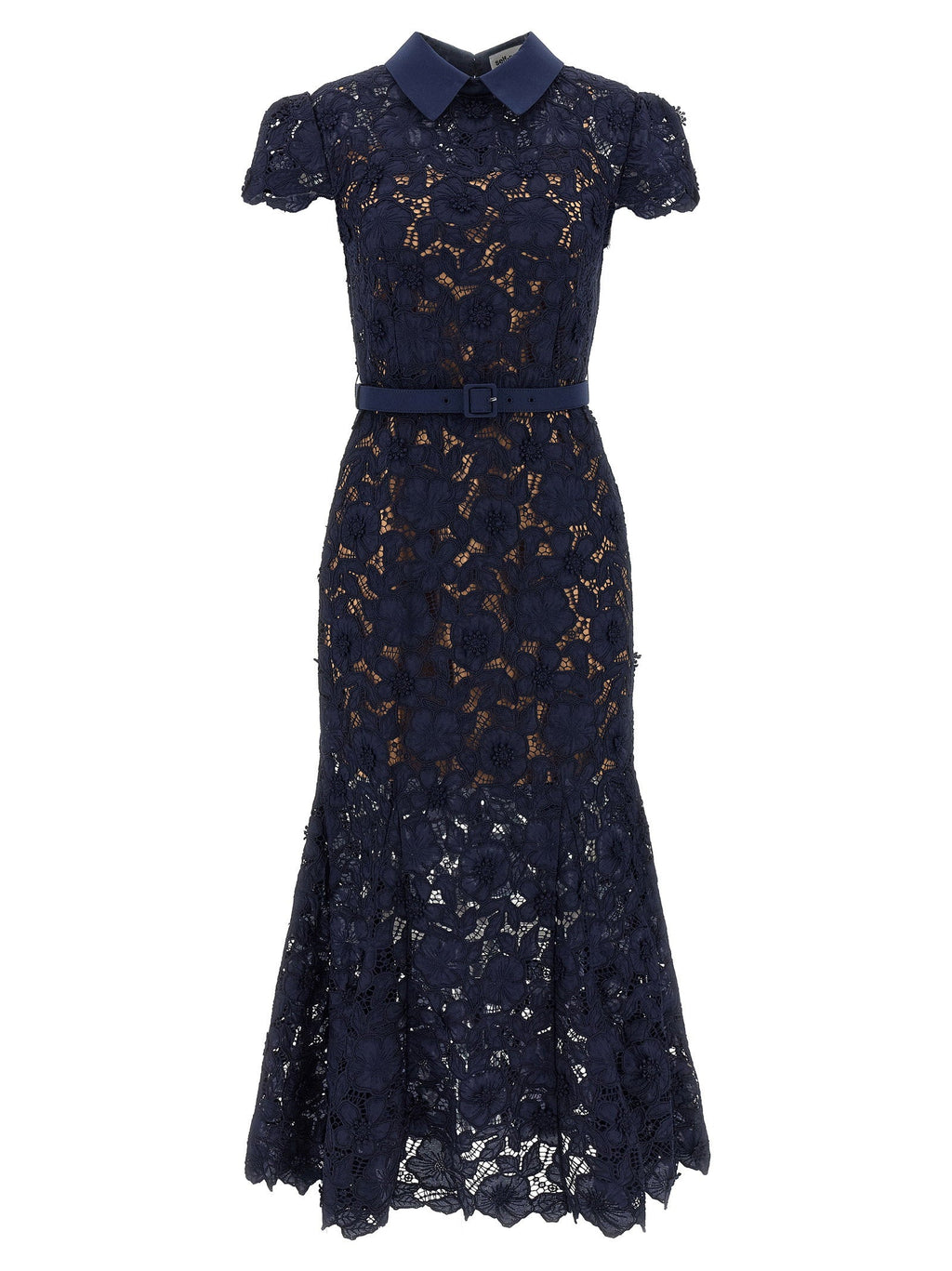 Self-Portrait Self-Portrait Navy Guipure Lace Midi Dress