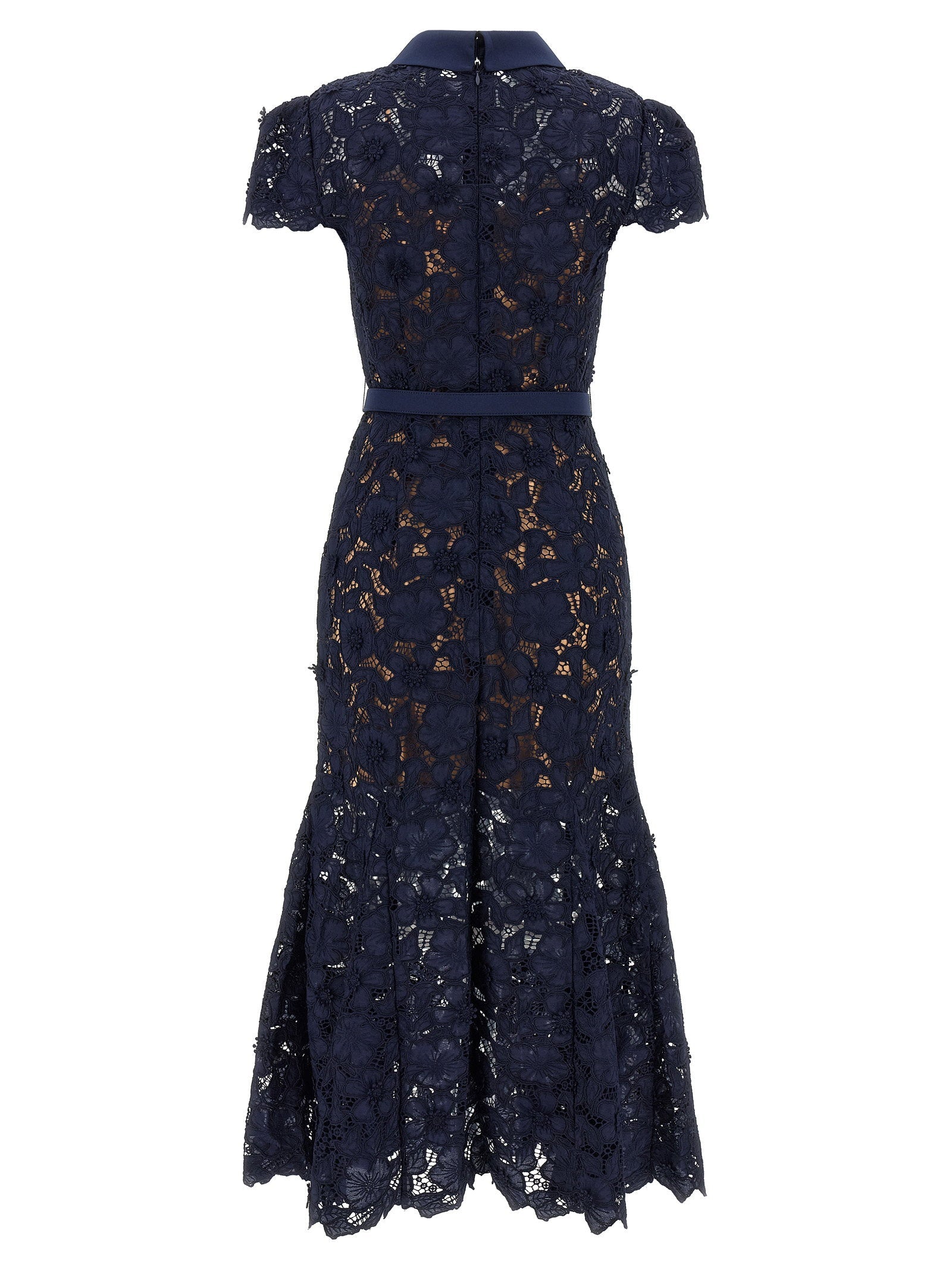 Self-Portrait Self-Portrait Navy Guipure Lace Midi Dress