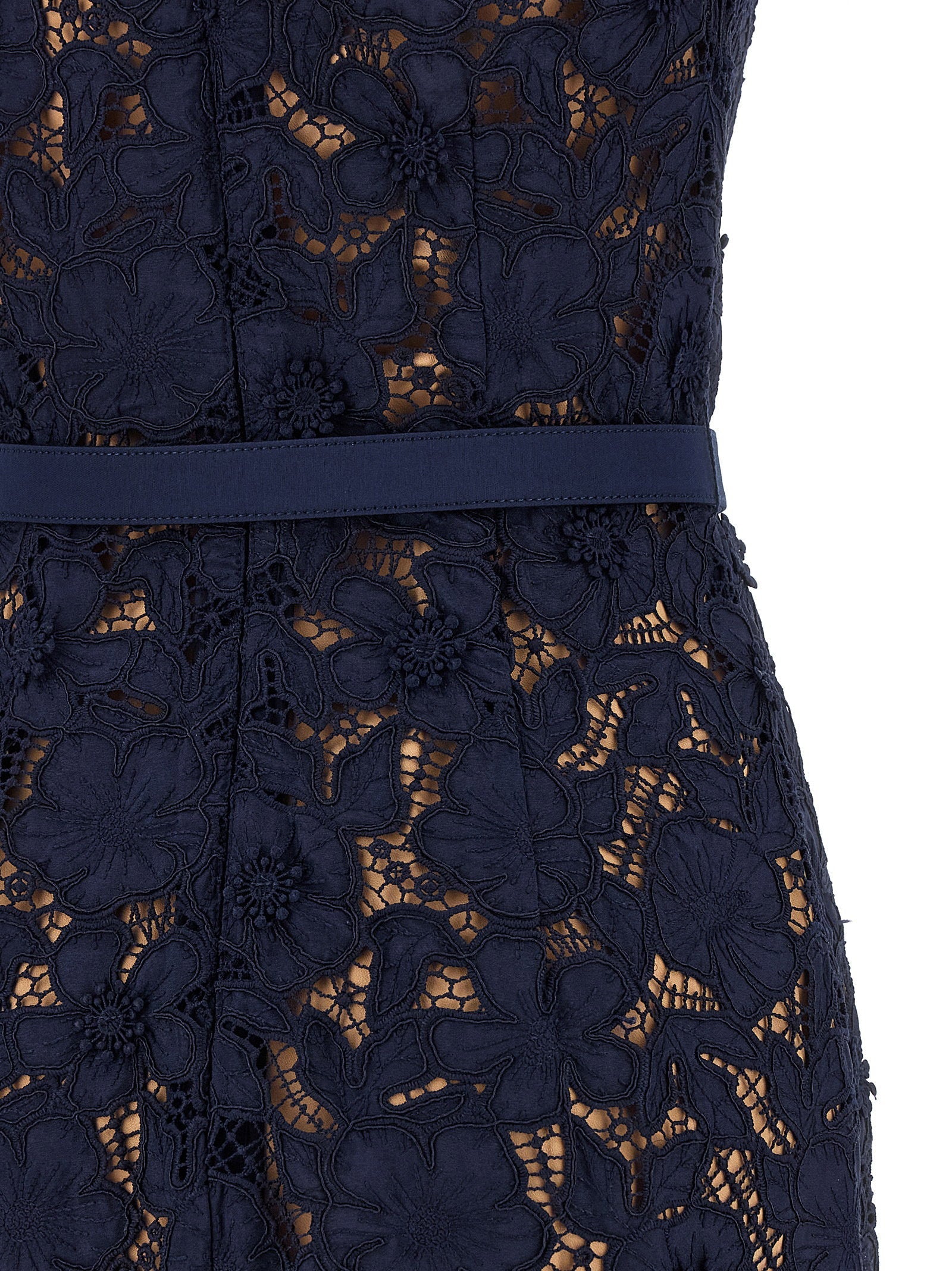Self-Portrait Self-Portrait Navy Guipure Lace Midi Dress