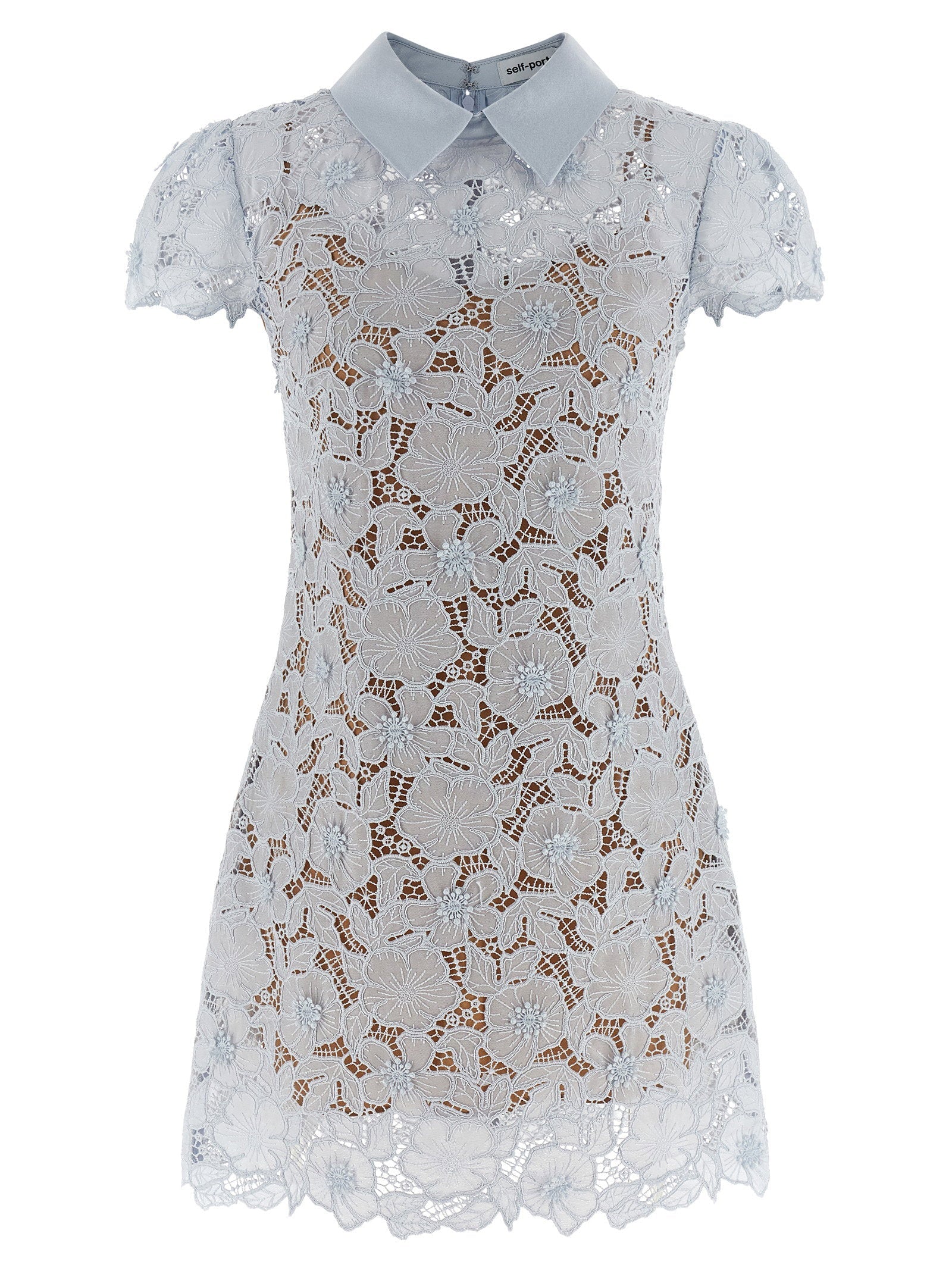 Self-Portrait Self-Portrait Blue Guipure Lace Mini Dress