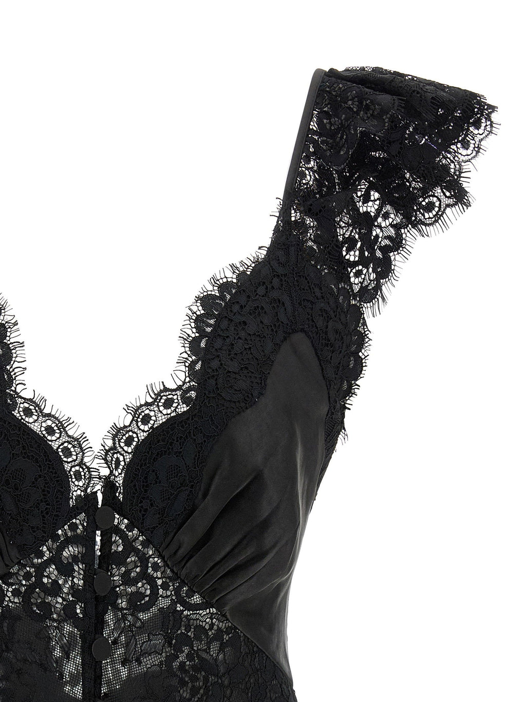 Self-Portrait Self-Portrait Black Satin Lace Top