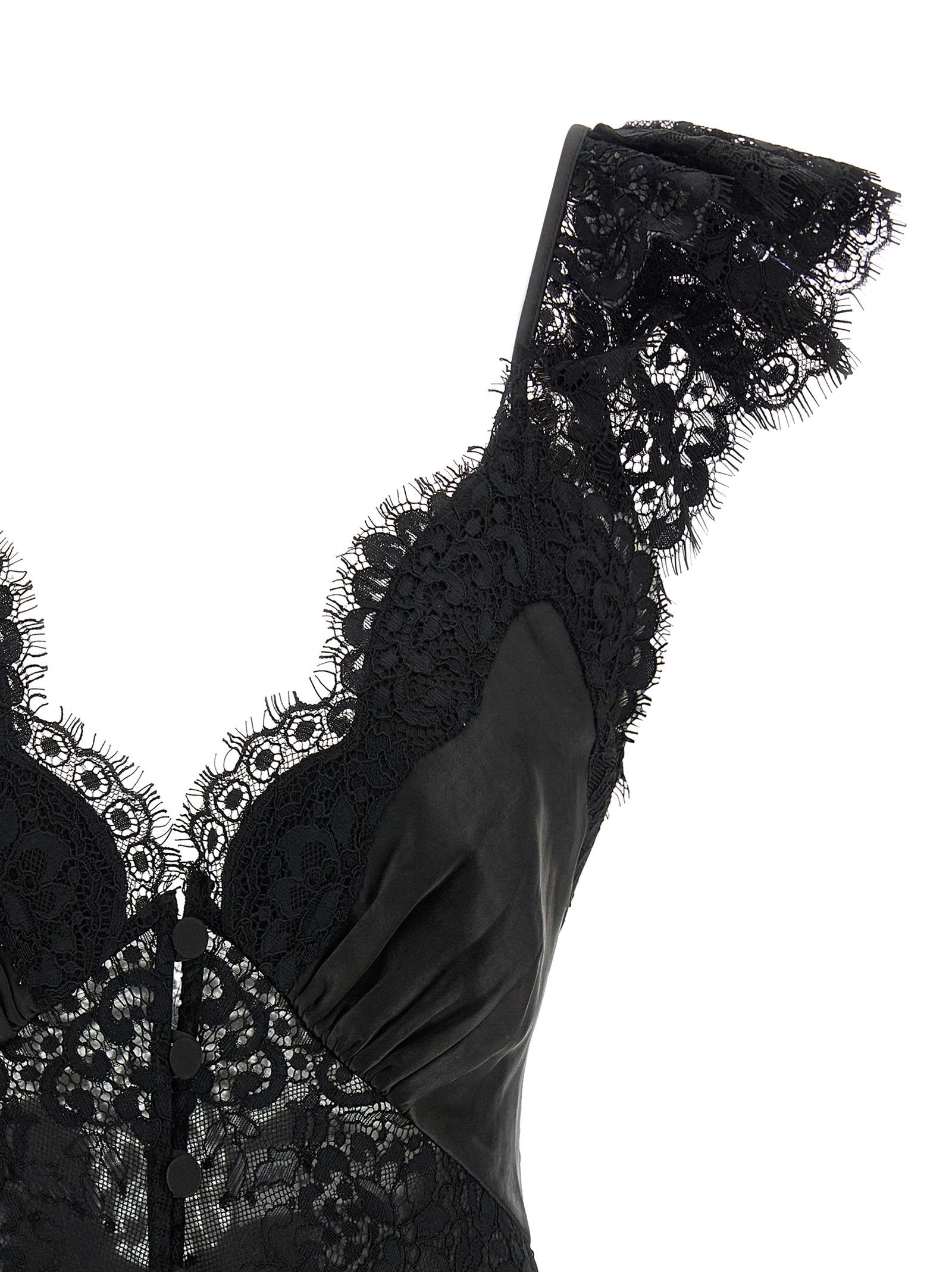 Self-Portrait Self-Portrait Black Satin Lace Top
