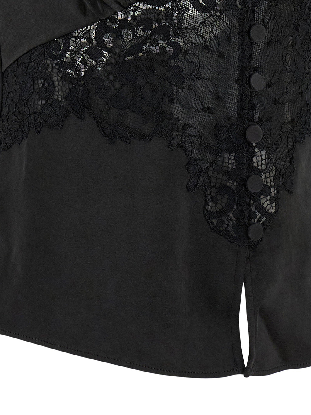 Self-Portrait Self-Portrait Black Satin Lace Top