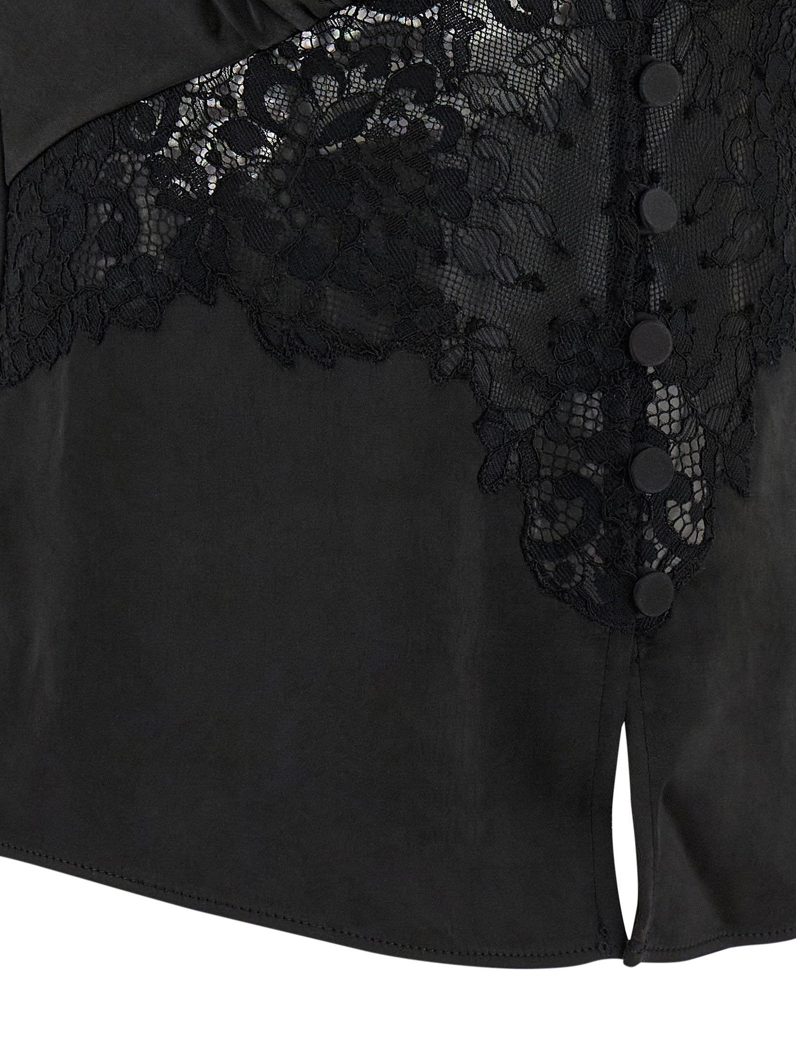 Self-Portrait Self-Portrait Black Satin Lace Top