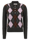 Self-Portrait Self-Portrait Grey Argyle Lightweight Sweater