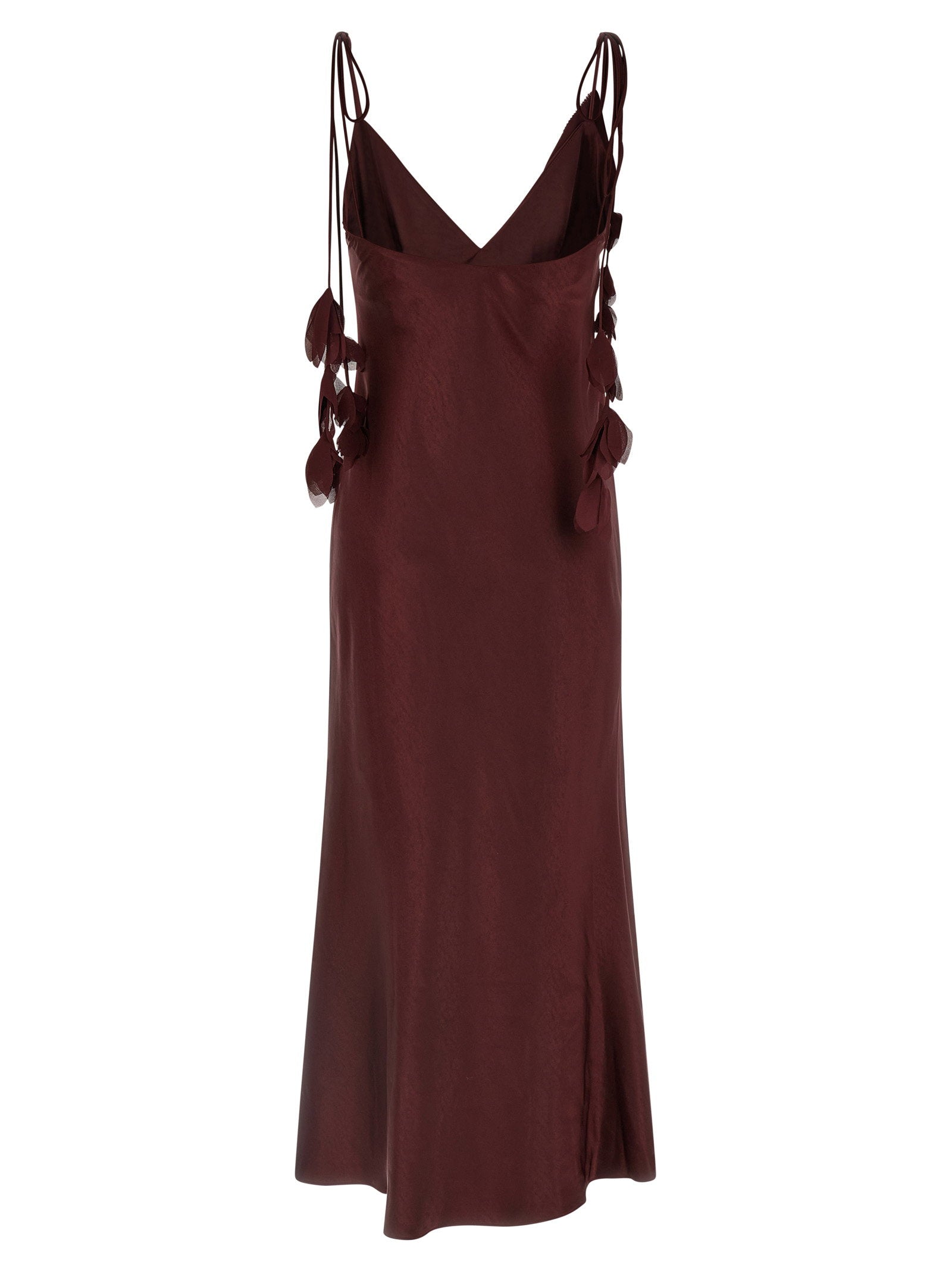 Self-Portrait Self-Portrait Burgundy Satin Flower Midi Dress